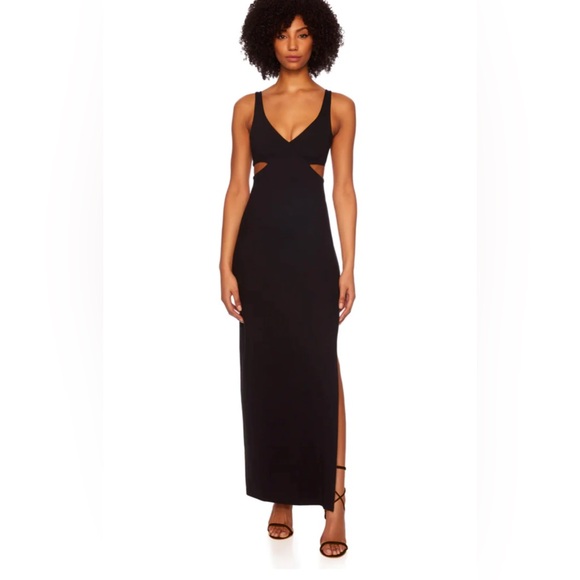 CLOSET CLOSING Susana Monaco Side Open Tank Slit Maxi Dress in Black Sz XL - Picture 1 of 8